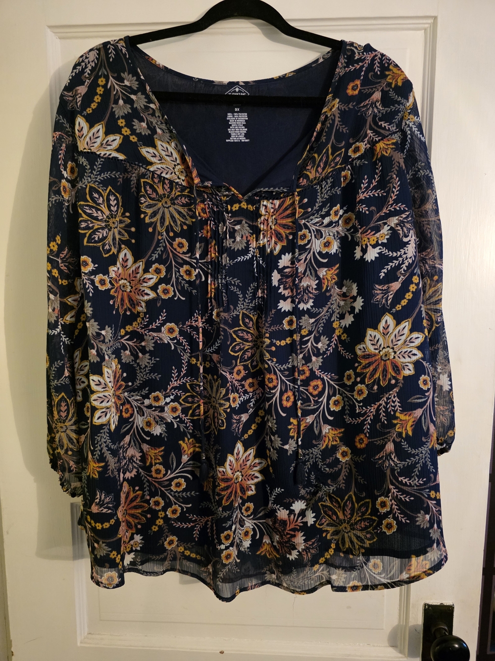St. John's Bay Navy Floral Tie-Front Tunic